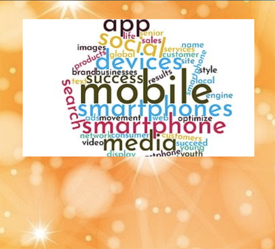 image of words such as social devices smart phones media