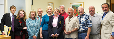 Kathy O'Connor with past faculty lecturers.