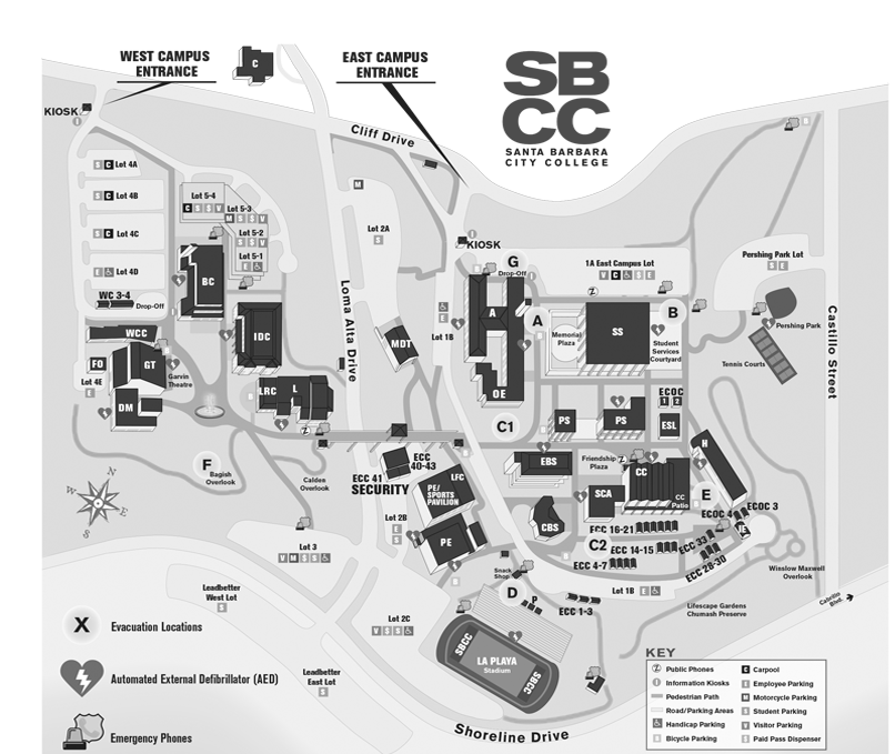 Map of the SBCC campus.