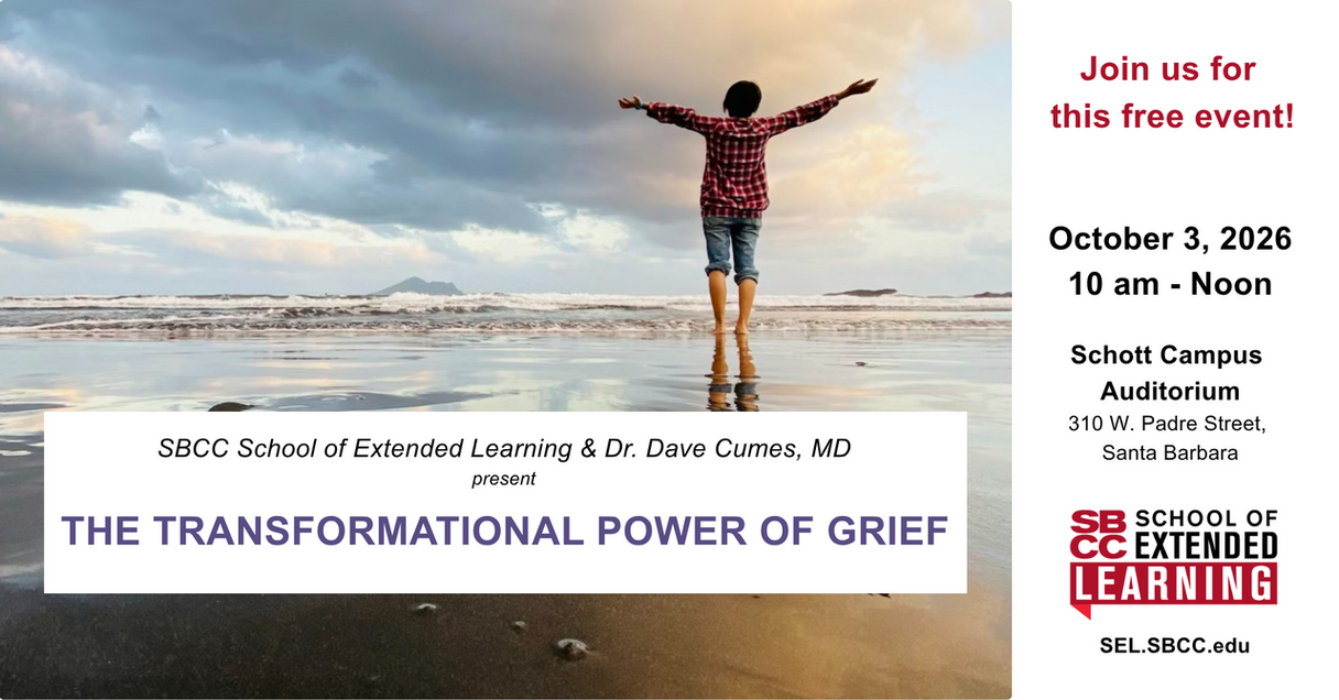Flyer for "Transformational Power of Grief" program - October 3 from 10 a.m. - noon at the Schott Campus Auditorium