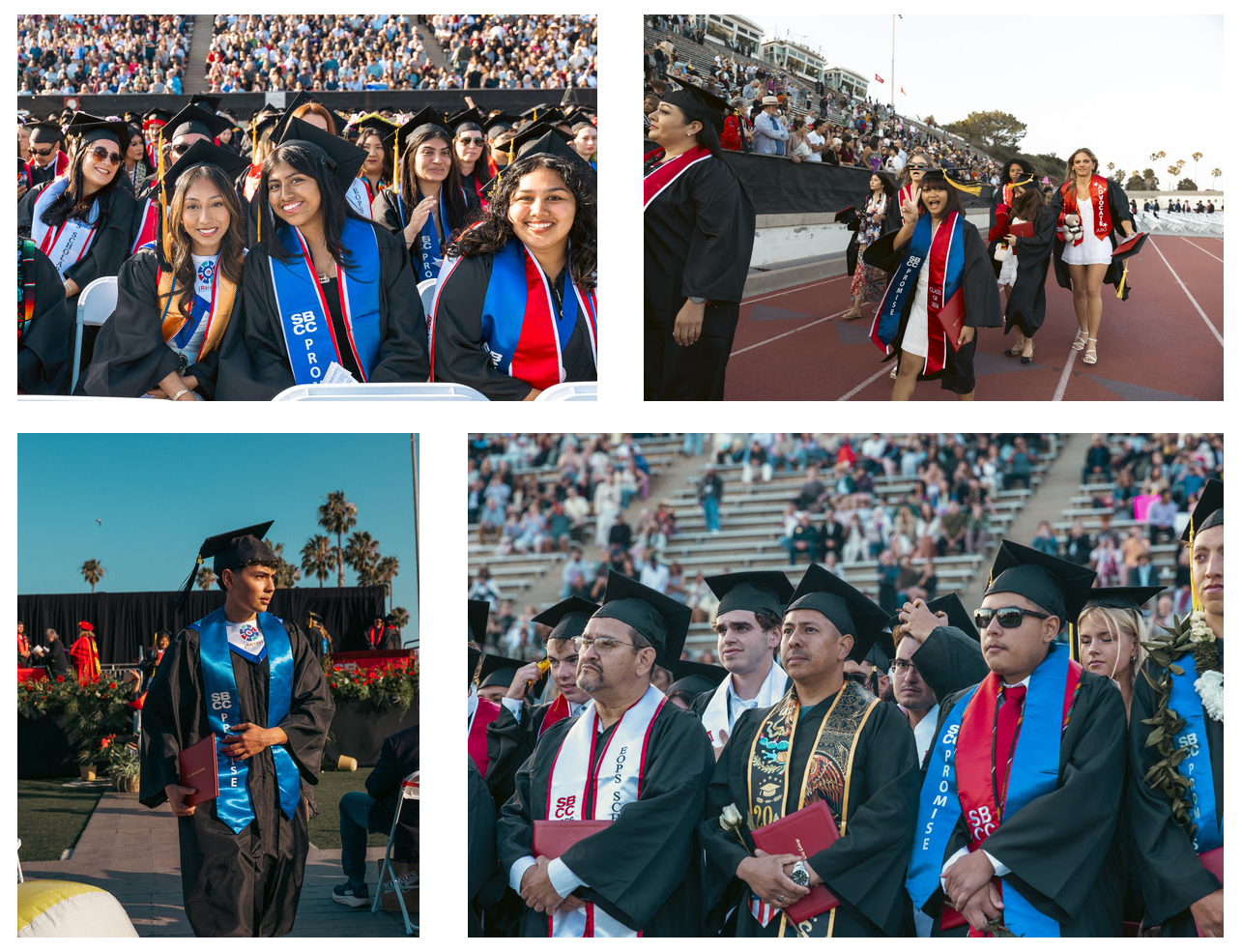 Photo collage of Promise program graduates at SBCC commencement