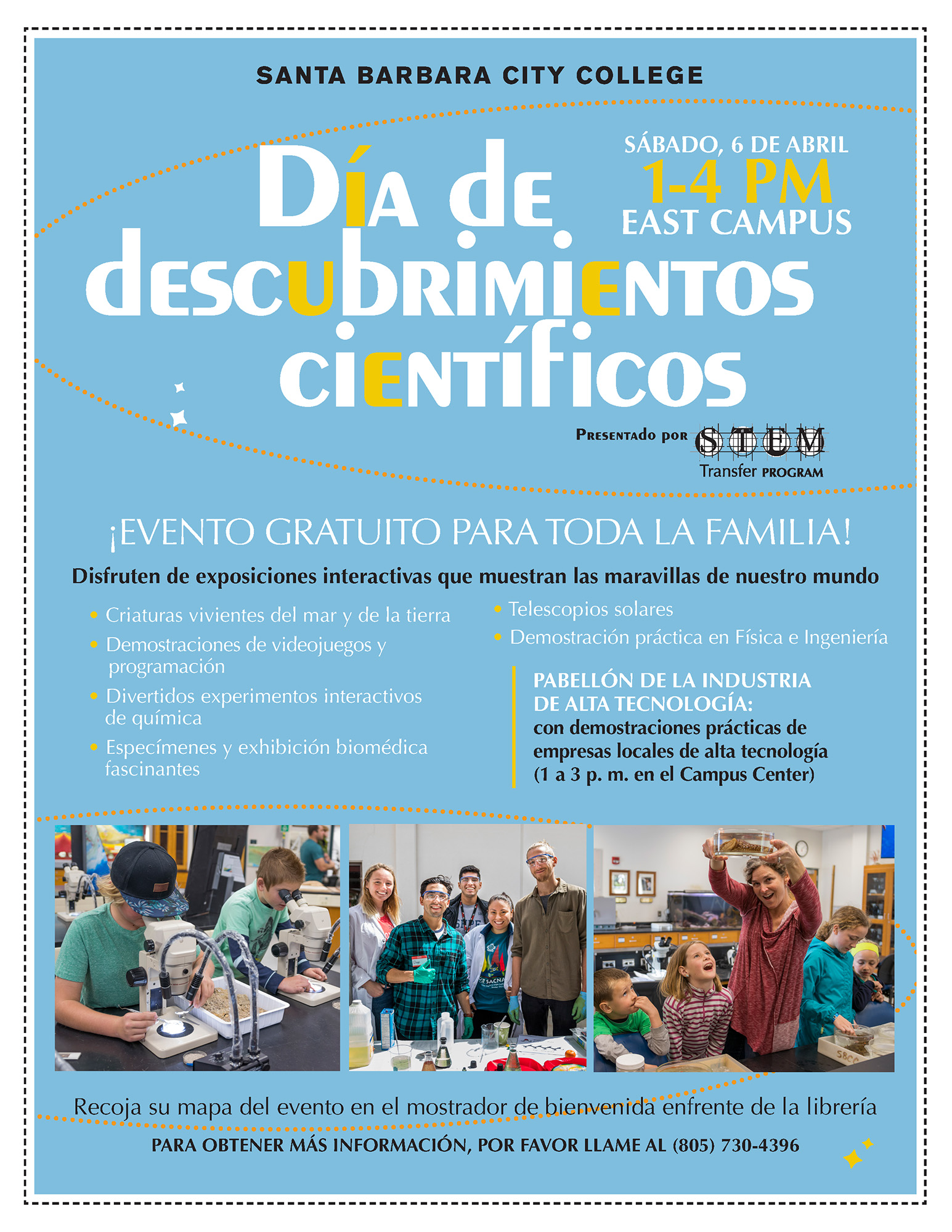 Science Discovery Day April 6 Spanish Flyer - Click for PDF